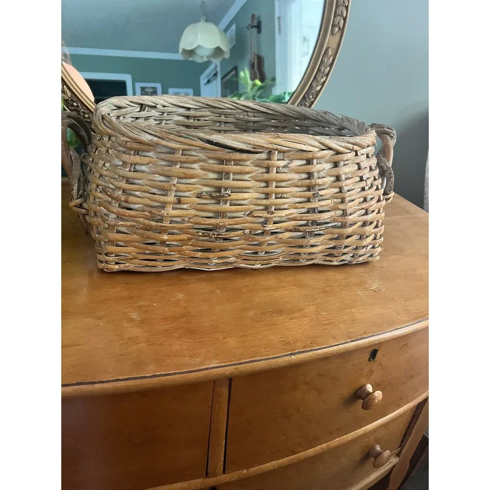 Vintage Handcrafted Strawberry Basket Wild Vine Woven Handles Cottagecore